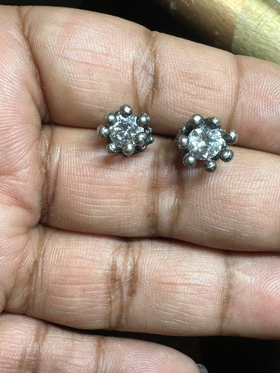 Sea Bud Bling Stud Sterling Silver Earrings