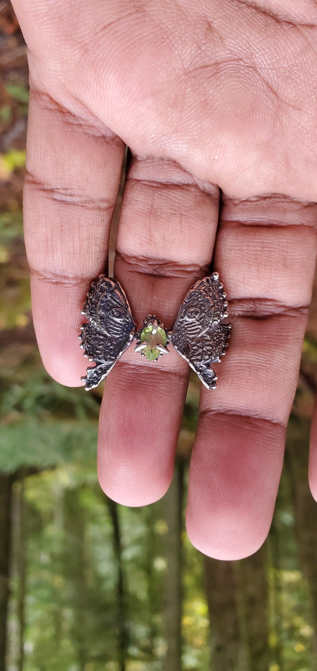 Vancouver Peridot Butterfly Sterling Silver Ring - US Size 7 - Sand and Snow Jewelry - Rings - PNW Collection