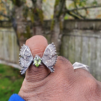 Vancouver Peridot Butterfly Sterling Silver Ring - US Size 7 - Sand and Snow Jewelry - Rings - PNW Collection