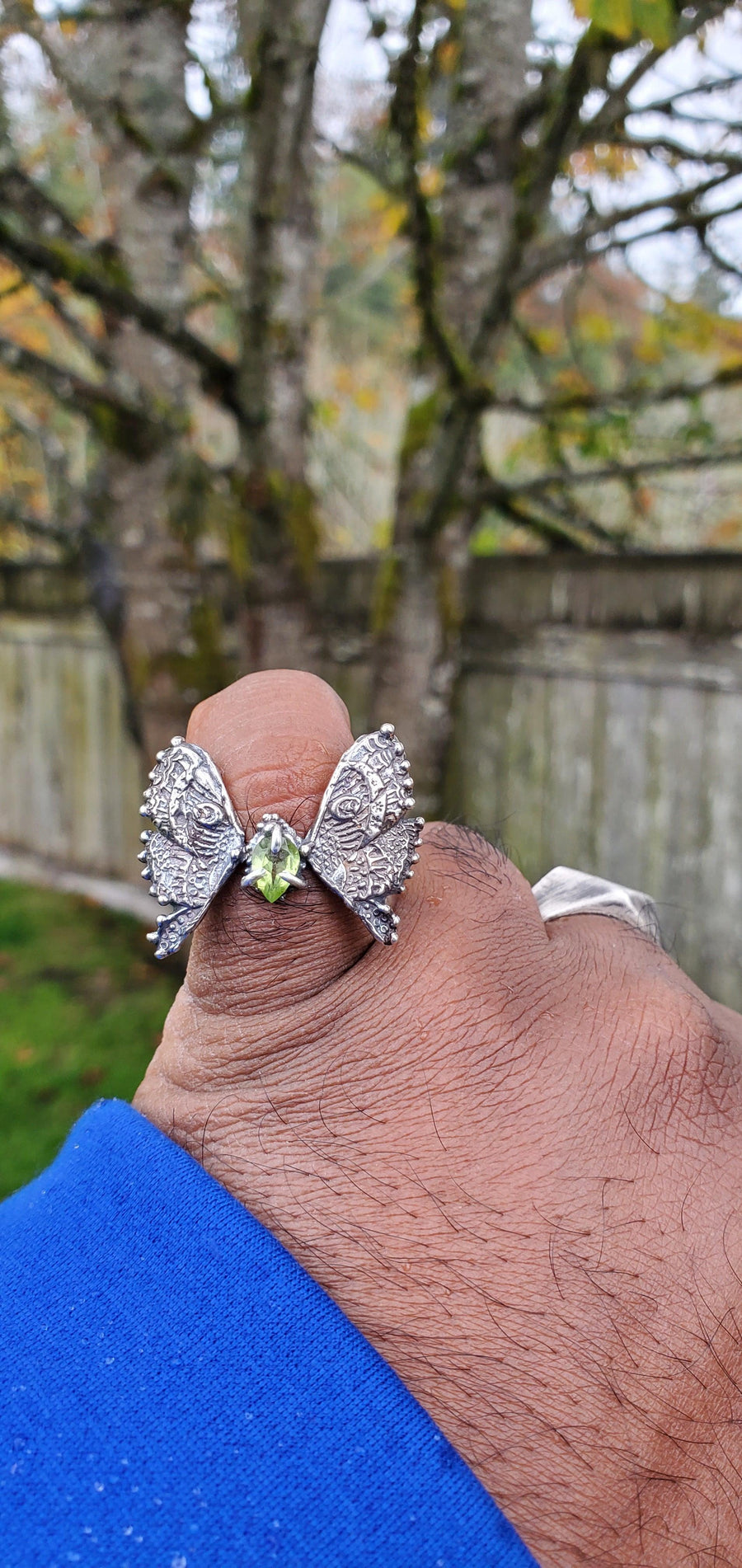 Vancouver Peridot Butterfly Sterling Silver Ring - US Size 7 - Sand and Snow Jewelry - Rings - PNW Collection