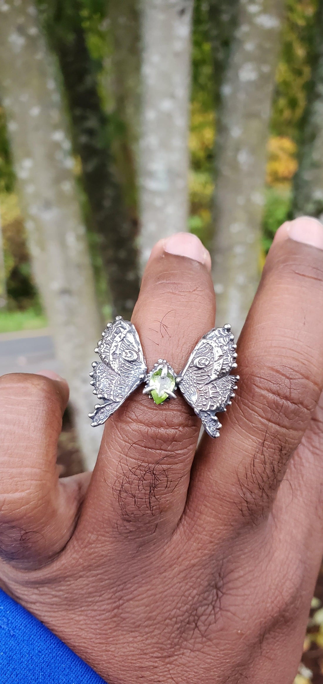 Vancouver Peridot Butterfly Sterling Silver Ring - US Size 7 - Sand and Snow Jewelry - Rings - PNW Collection