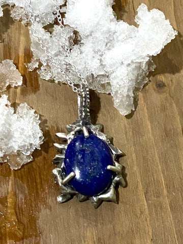 Lapis Lazuli Ice Portal Sterling Silver Pendant - Sand and Snow Jewelry - Necklaces - One of a Kind