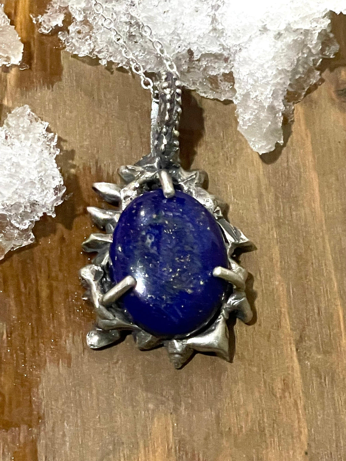 Lapis Lazuli Ice Portal Sterling Silver Pendant - Sand and Snow Jewelry - Necklaces - One of a Kind