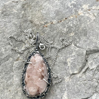 Rose Quartz Crystal Sterling Silver Necklace - Sand and Snow Jewelry - Necklaces - One of a Kind