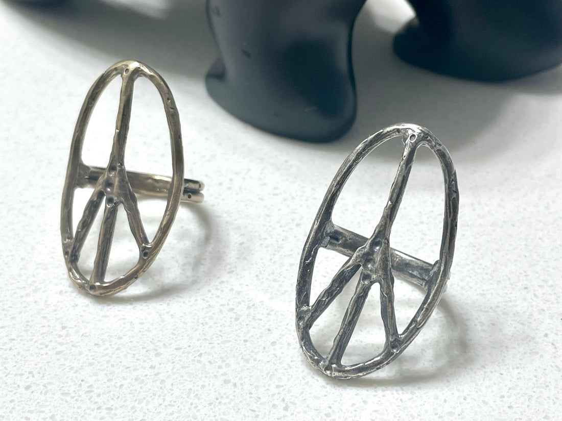SSJ Peace Sterling Silver Ring US Size 7, US Size 10.5 and US Size 7.25 Bronze - Sand and Snow Jewelry - Rings - Ready to Ship