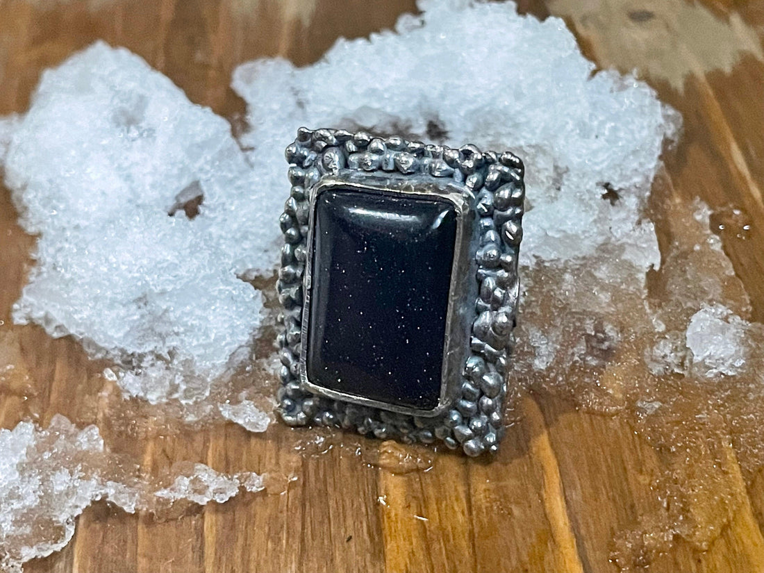 Blue Sandstone Sterling Silver Ring - Sand and Snow Jewelry - Rings - One of a Kind