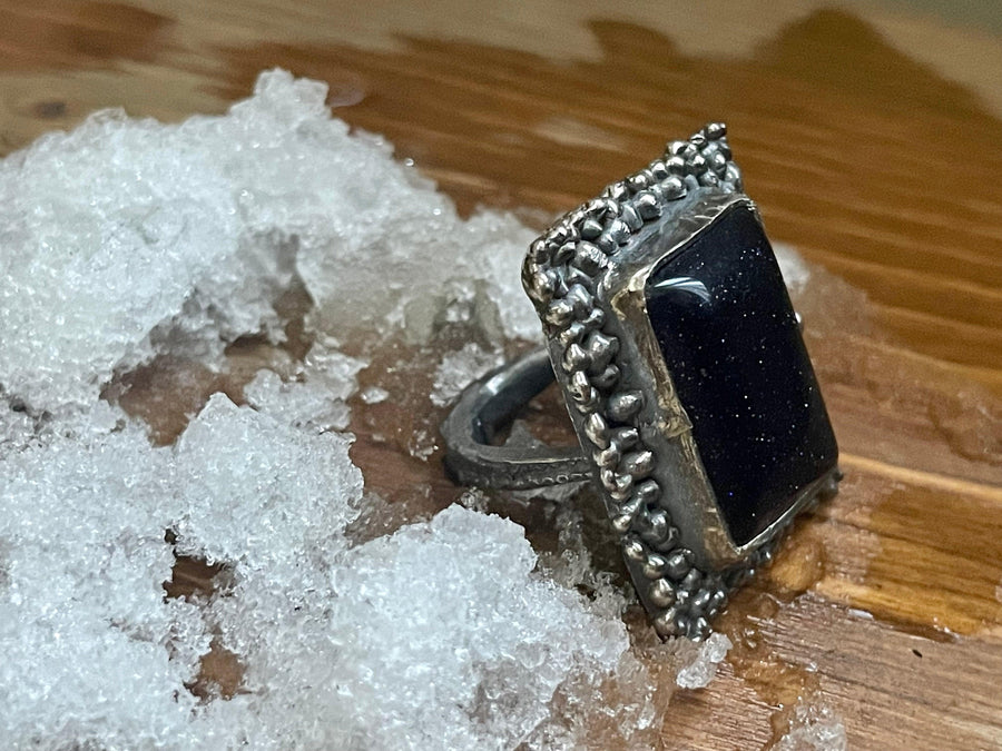 Blue Sandstone Sterling Silver Ring - Sand and Snow Jewelry - Rings - One of a Kind