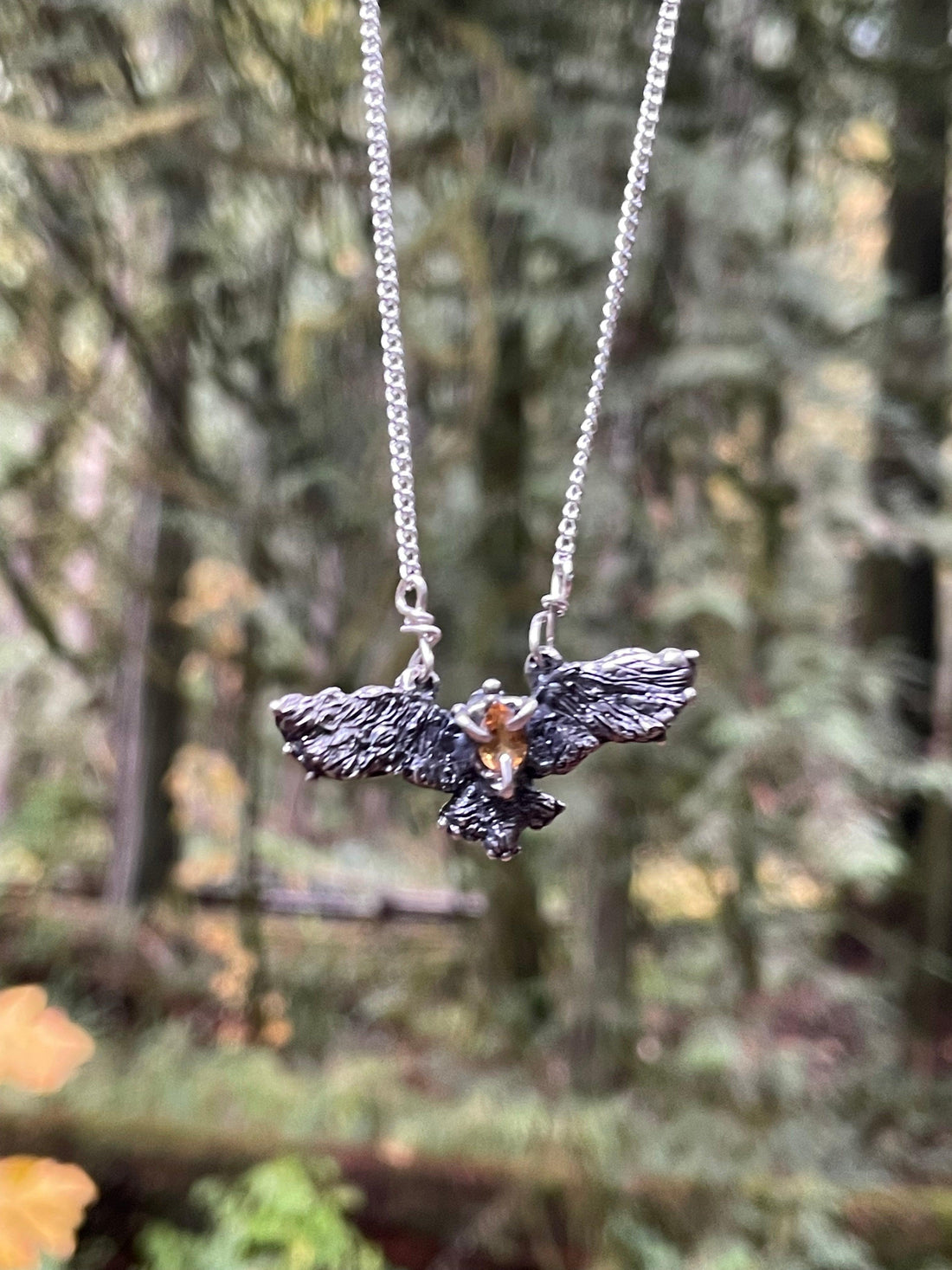 Citrine Snow Owl Sterling Silver Necklace - Sand and Snow Jewelry - Necklaces - PNW Collection