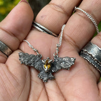 Citrine Snow Owl Sterling Silver Necklace - Sand and Snow Jewelry - Necklaces - PNW Collection