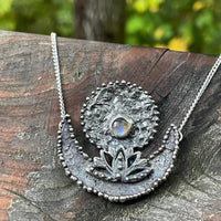 Crescent Lotus Blue Labrodite Sterling Silver Necklace - Sand and Snow Jewelry - Necklaces - PNW Collection