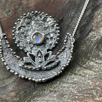 Crescent Lotus Blue Labrodite Sterling Silver Necklace - Sand and Snow Jewelry - Necklaces - PNW Collection