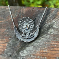 Crescent Lotus Blue Labrodite Sterling Silver Necklace - Sand and Snow Jewelry - Necklaces - PNW Collection