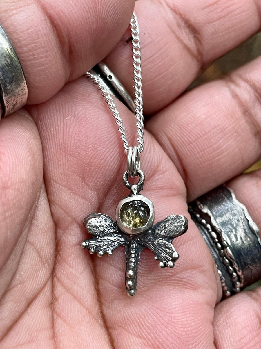 Citrine Dragonfly Sterling Silver Necklace - Sand and Snow Jewelry - Necklaces - PNW Collection