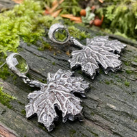 Peridot Maple Leaf Large Sterling Silver Earrings - Sand and Snow Jewelry - Earrings - PNW Collection