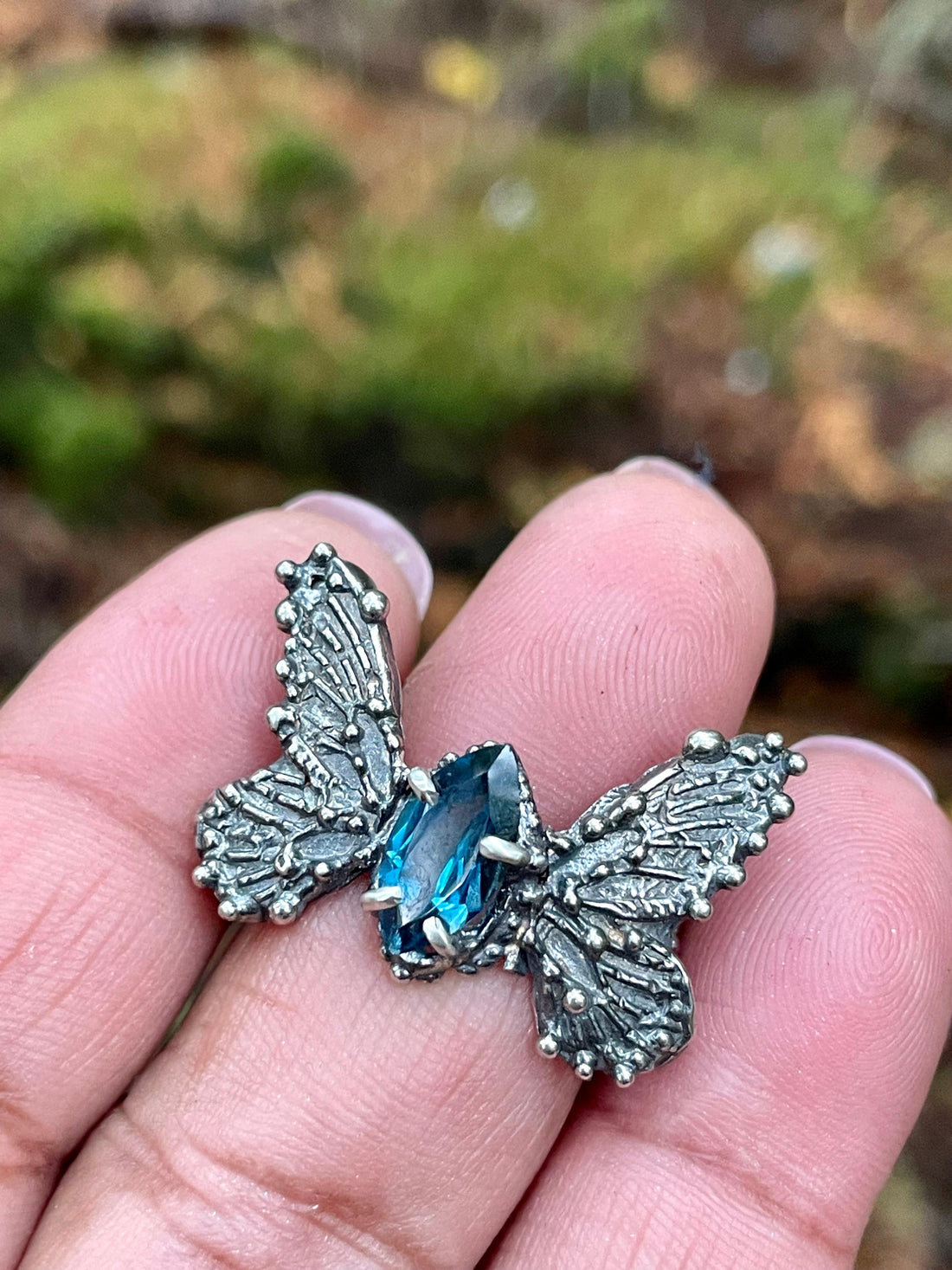 LA London Blue Topaz Butterfly Sterling Silver Ring - US Size 6 - Sand and Snow Jewelry - Rings - PNW Collection