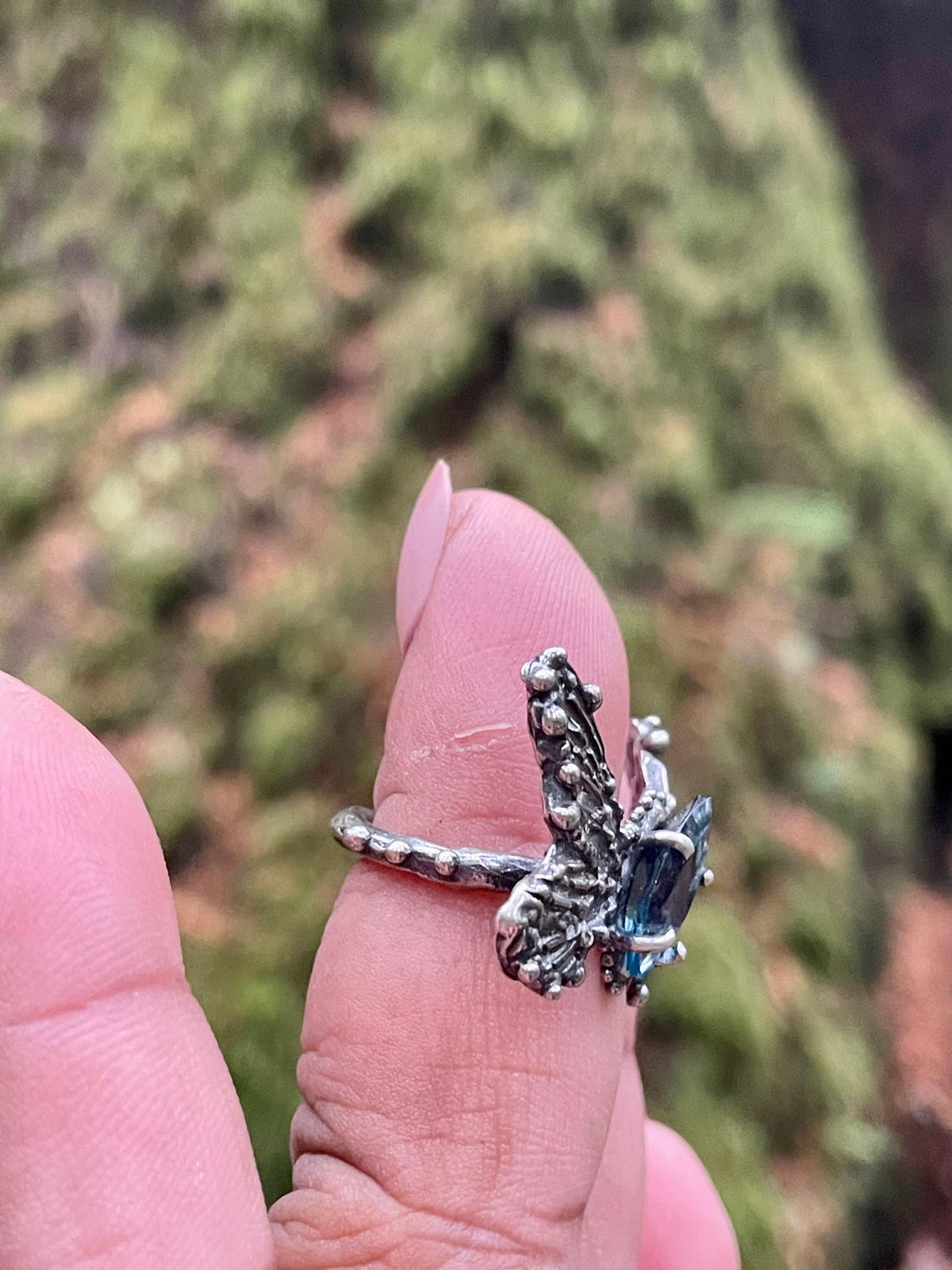 LA London Blue Topaz Butterfly Sterling Silver Ring - US Size 6 - Sand and Snow Jewelry - Rings - PNW Collection