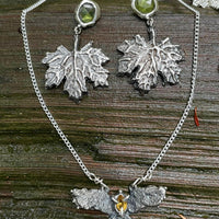 Peridot Maple Leaf Large Sterling Silver Earrings - Sand and Snow Jewelry - Earrings - PNW Collection