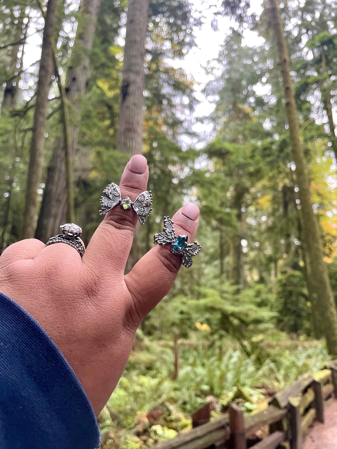 Vancouver Peridot Butterfly Sterling Silver Ring - US Size 7 - Sand and Snow Jewelry - Rings - PNW Collection