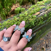 LA London Blue Topaz Butterfly Sterling Silver Ring - US Size 6 - Sand and Snow Jewelry - Rings - PNW Collection