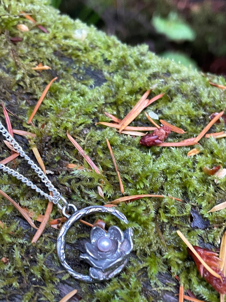 Lotus Pearl Sterling Silver Necklace - Sand and Snow Jewelry - Necklaces - PNW Collection