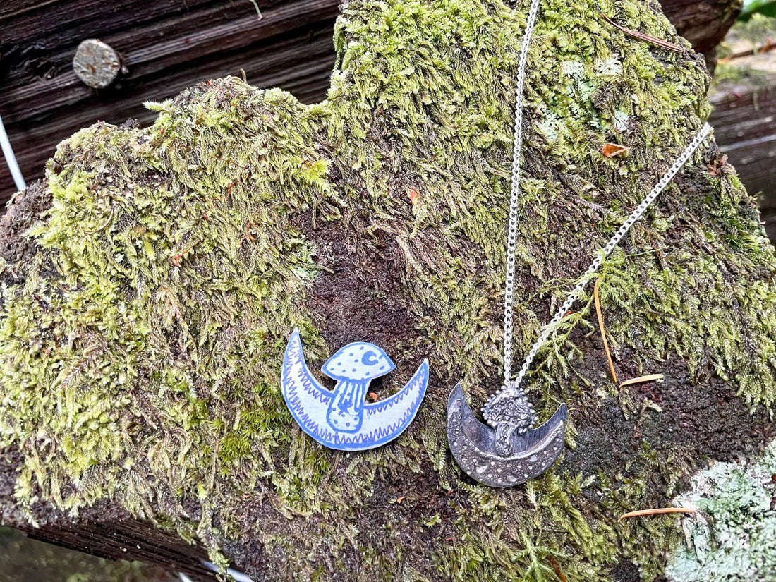 Luna Mushroom Sterling Silver Necklace - Sand and Snow Jewelry - Necklaces - PNW Collection