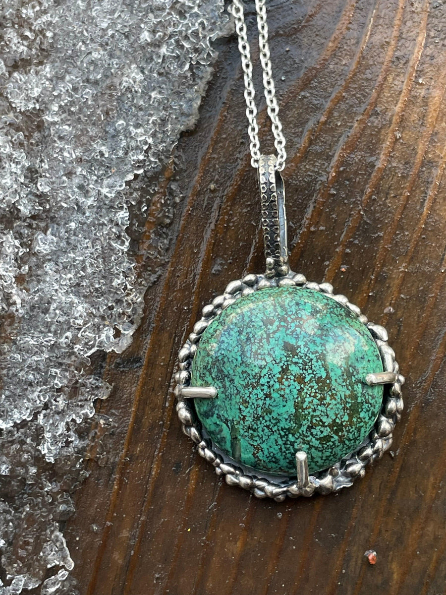 Hubei Turquoise Sterling Silver Necklace - Sand and Snow Jewelry - Necklaces - One of a Kind