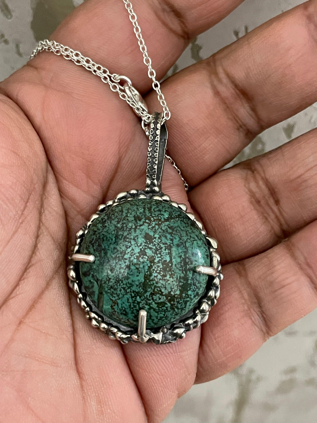 Hubei Turquoise Sterling Silver Necklace - Sand and Snow Jewelry - Necklaces - One of a Kind