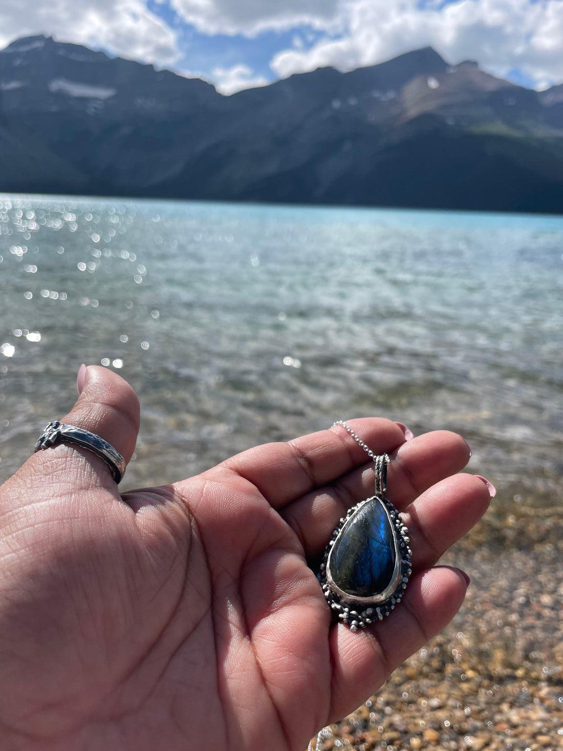 Rose | Blue Laborite Sterling Silver necklace - Sand and Snow Jewelry - Necklaces - One of a Kind