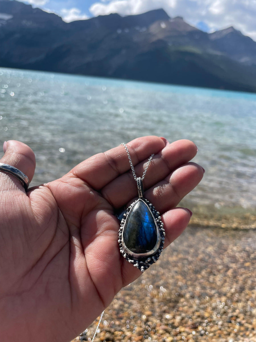 Rose | Blue Laborite Sterling Silver necklace - Sand and Snow Jewelry - Necklaces - One of a Kind