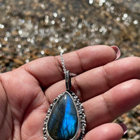 Rose | Blue Laborite Sterling Silver necklace - Sand and Snow Jewelry - Necklaces - One of a Kind