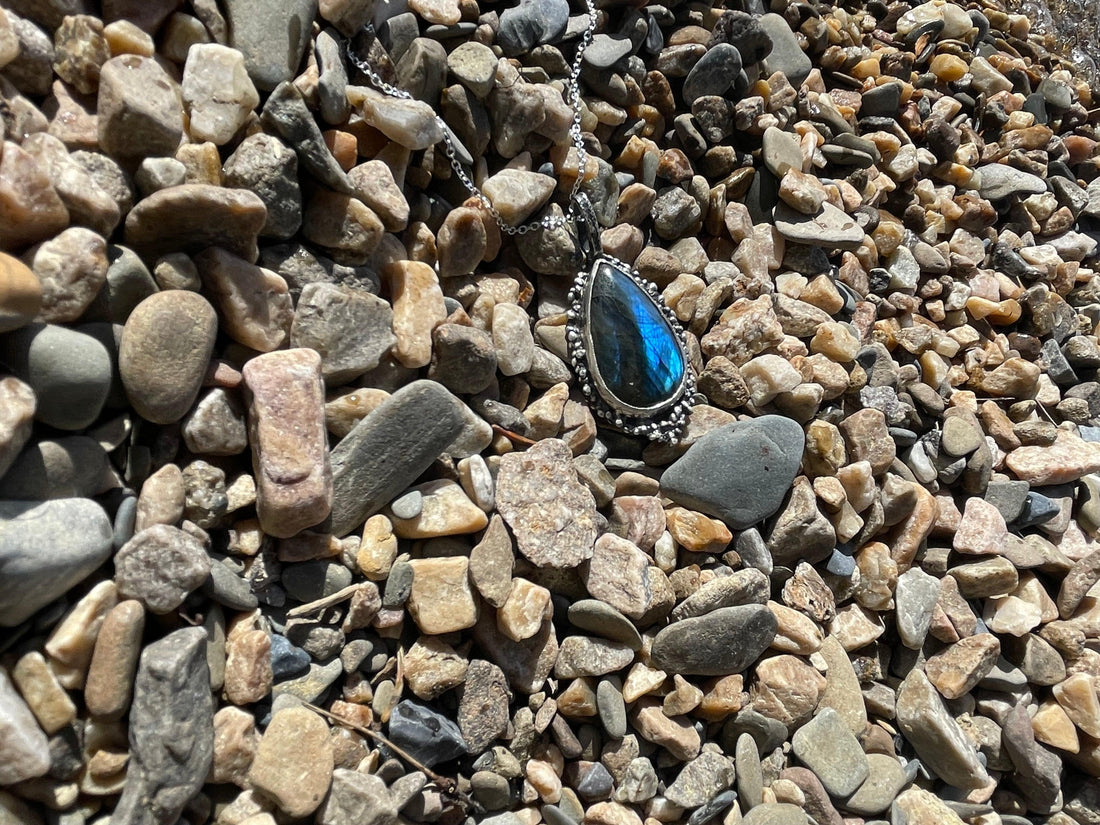 Rose | Blue Laborite Sterling Silver necklace - Sand and Snow Jewelry - Necklaces - One of a Kind