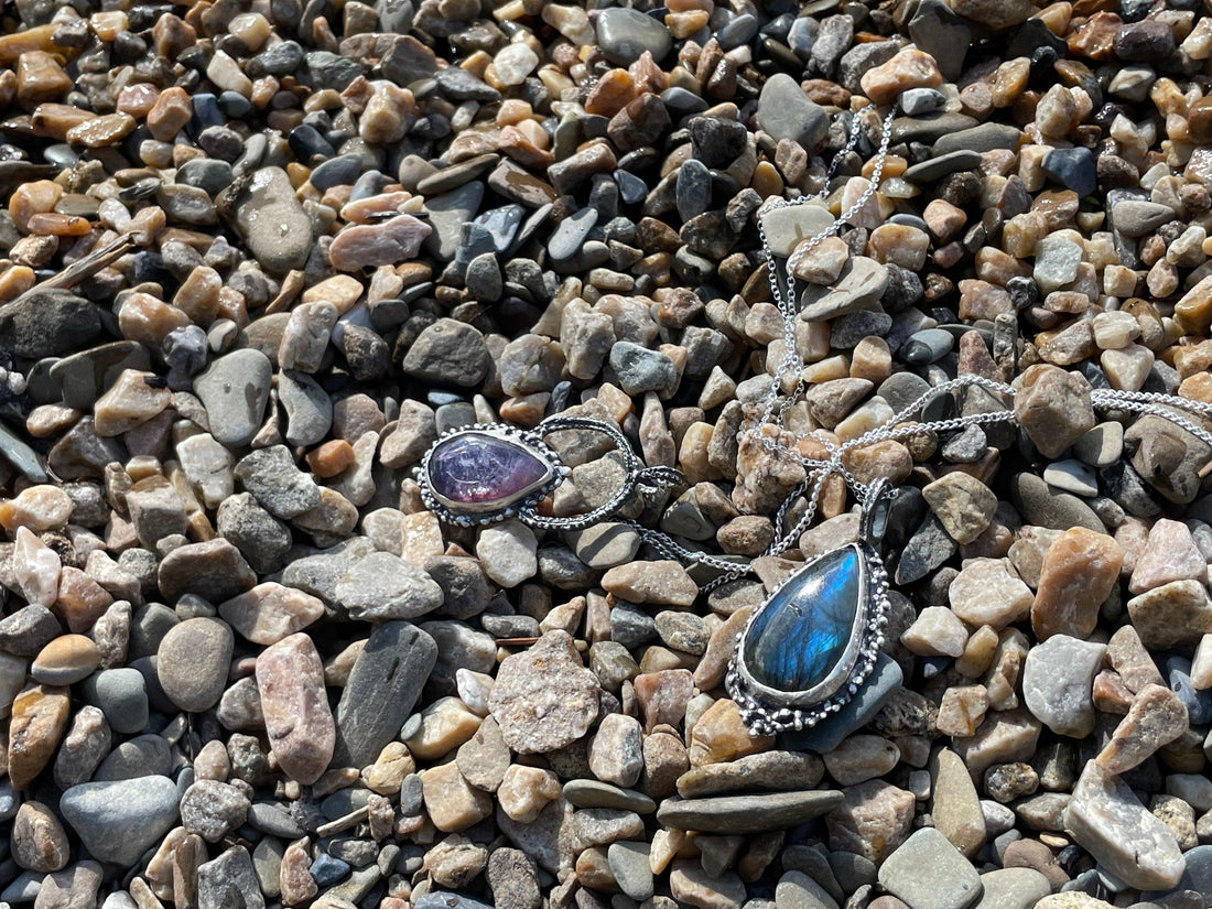 Rose | Blue Laborite Sterling Silver necklace - Sand and Snow Jewelry - Necklaces - One of a Kind