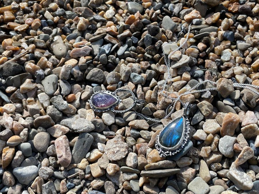 Rose | Blue Laborite Sterling Silver necklace - Sand and Snow Jewelry - Necklaces - One of a Kind