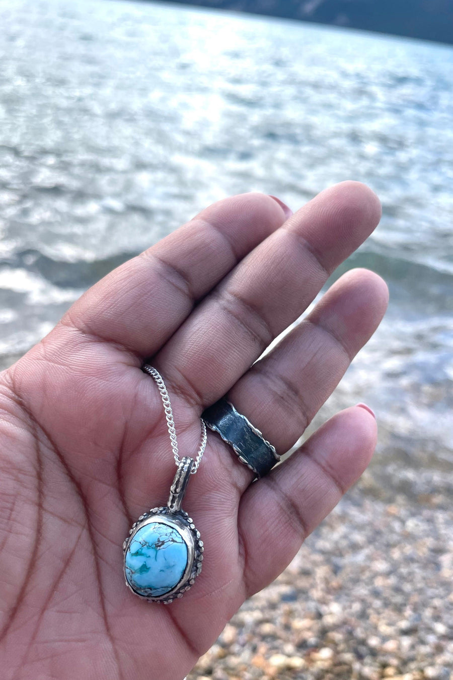 Arizona Turquoise Sterling Silver Necklace - Sand and Snow Jewelry - Necklaces - One of a Kind