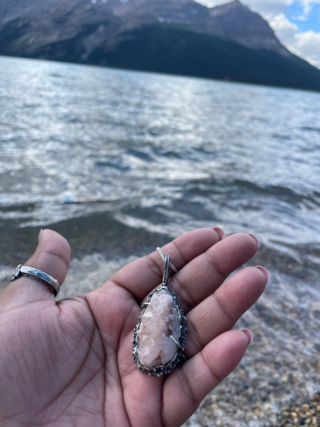 Rose Quartz Crystal Sterling Silver Necklace - Sand and Snow Jewelry - Necklaces - One of a Kind