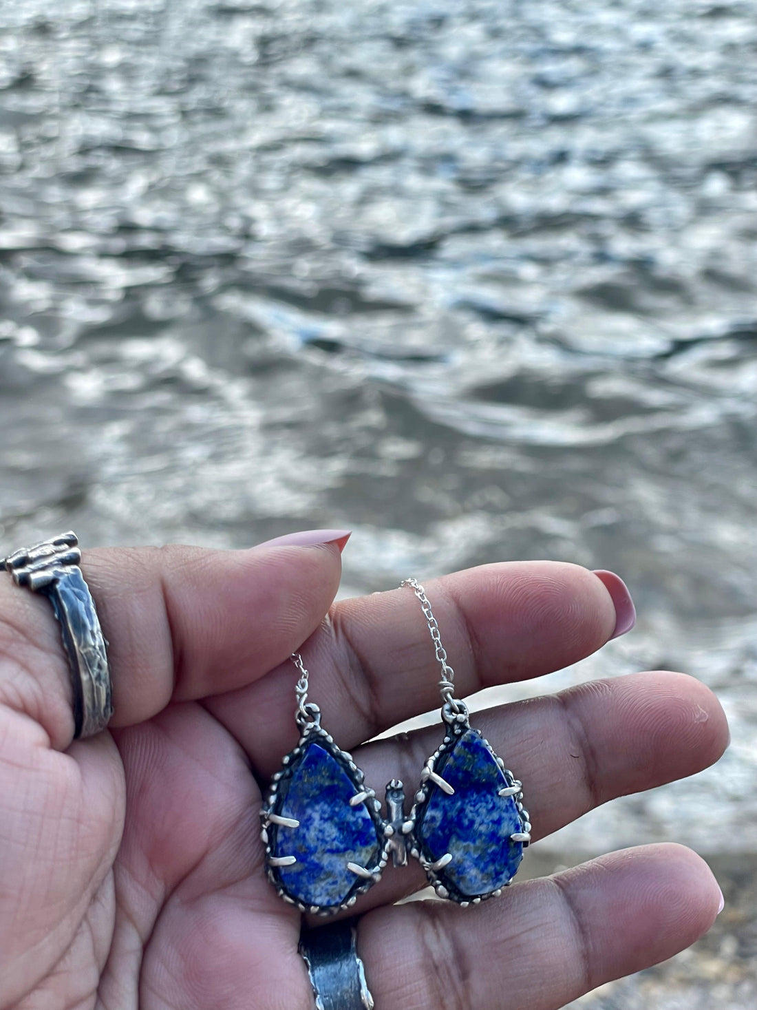 Lapis Lazuli Butterfly Sterling Silver Necklace - Sand and Snow Jewelry