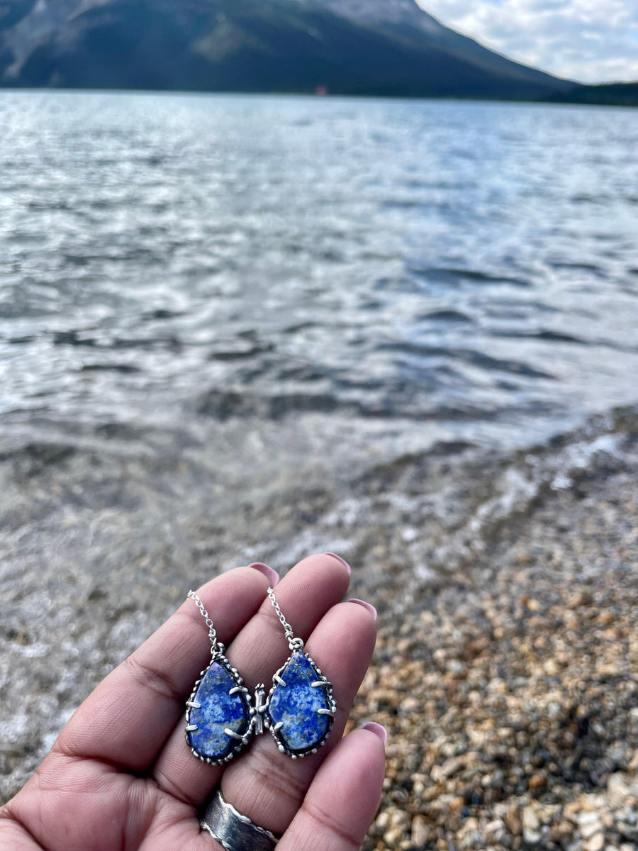 Lapis Lazuli Butterfly Sterling Silver Necklace - Sand and Snow Jewelry