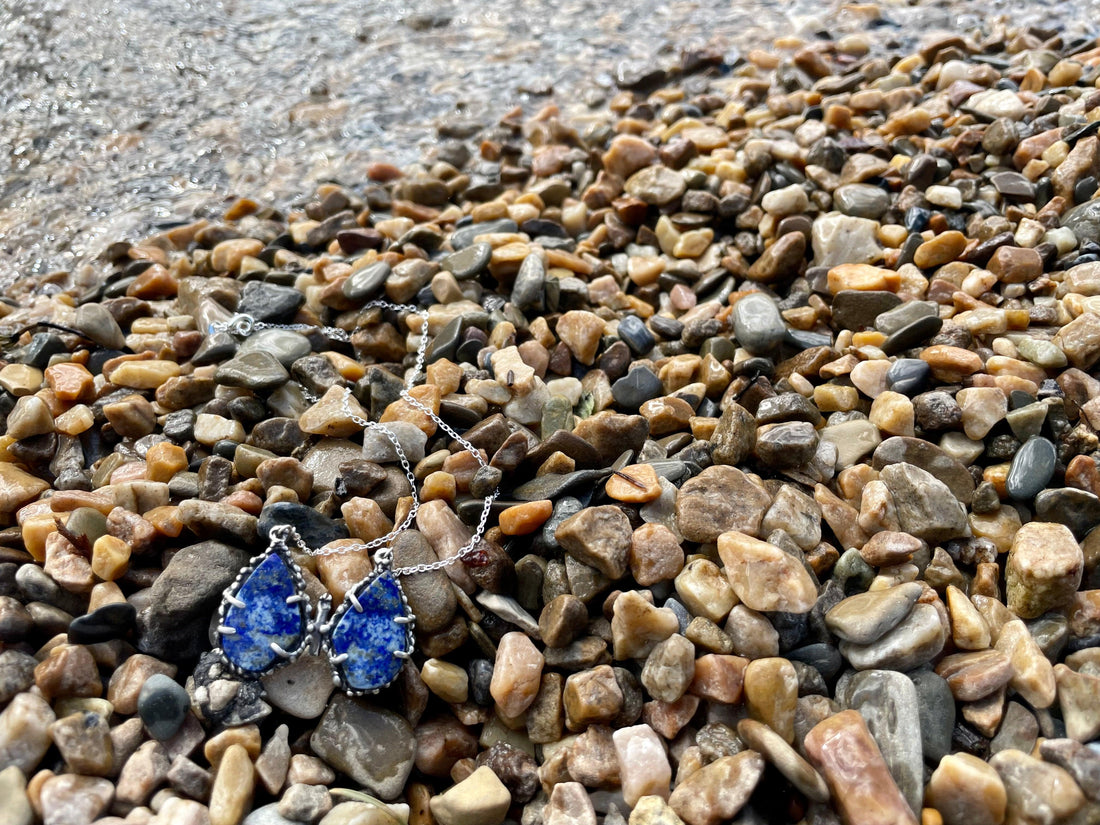 Lapis Lazuli Butterfly Sterling Silver Necklace - Sand and Snow Jewelry