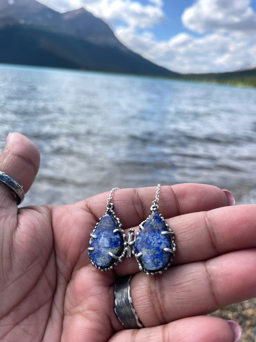 Lapis Lazuli Butterfly Sterling Silver Necklace - Sand and Snow Jewelry