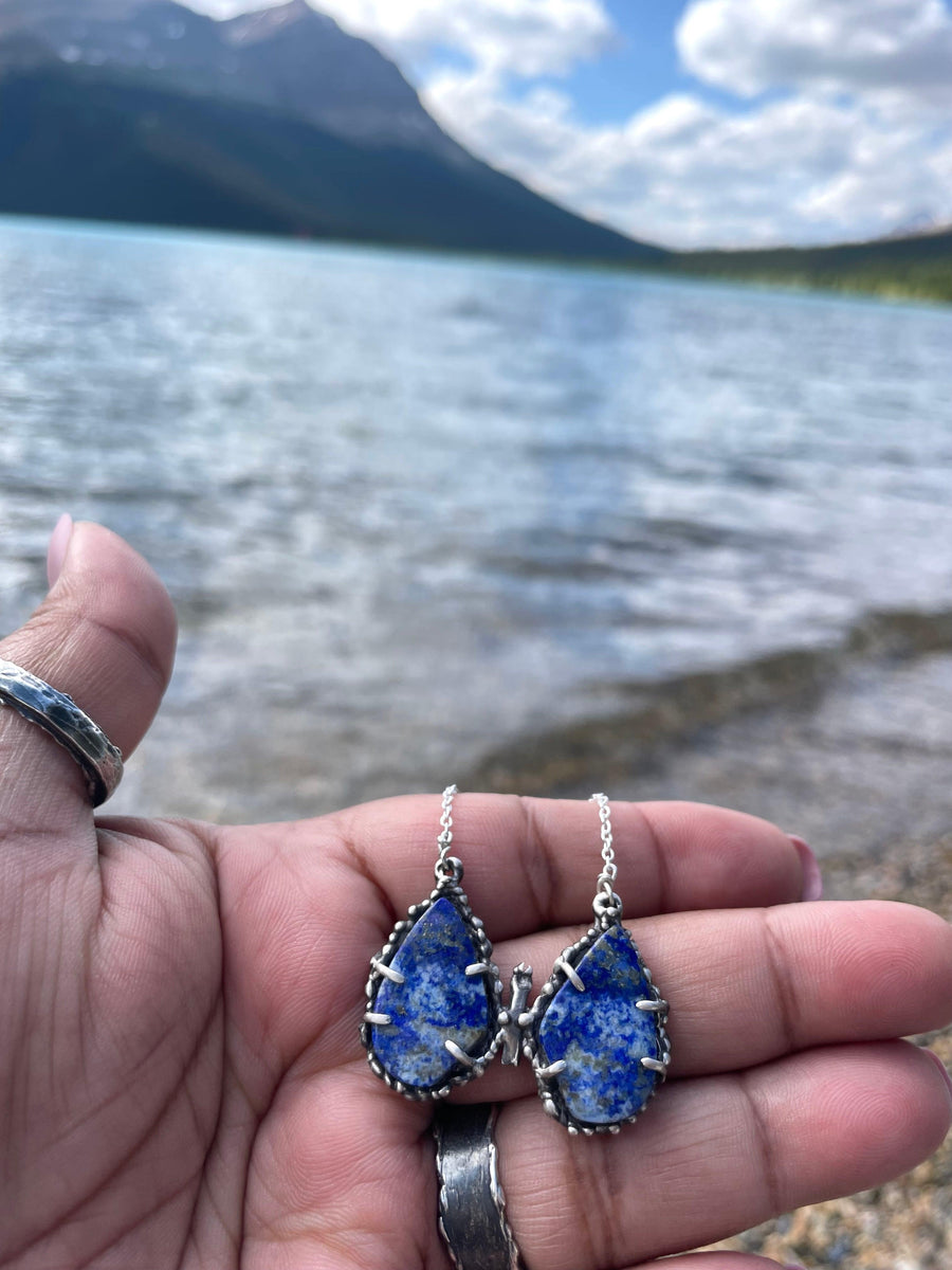 Lapis Lazuli Butterfly Sterling Silver Necklace - Sand and Snow Jewelry