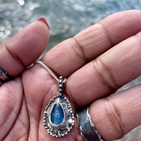 Midnight | Blue Kyanite Teardrop Sterling Silver Necklace - Sand and Snow Jewelry - Necklaces - One of a Kind