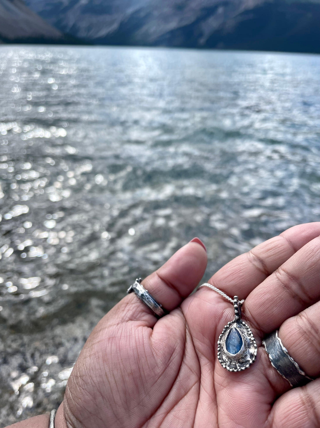 Midnight | Blue Kyanite Teardrop Sterling Silver Necklace - Sand and Snow Jewelry - Necklaces - One of a Kind