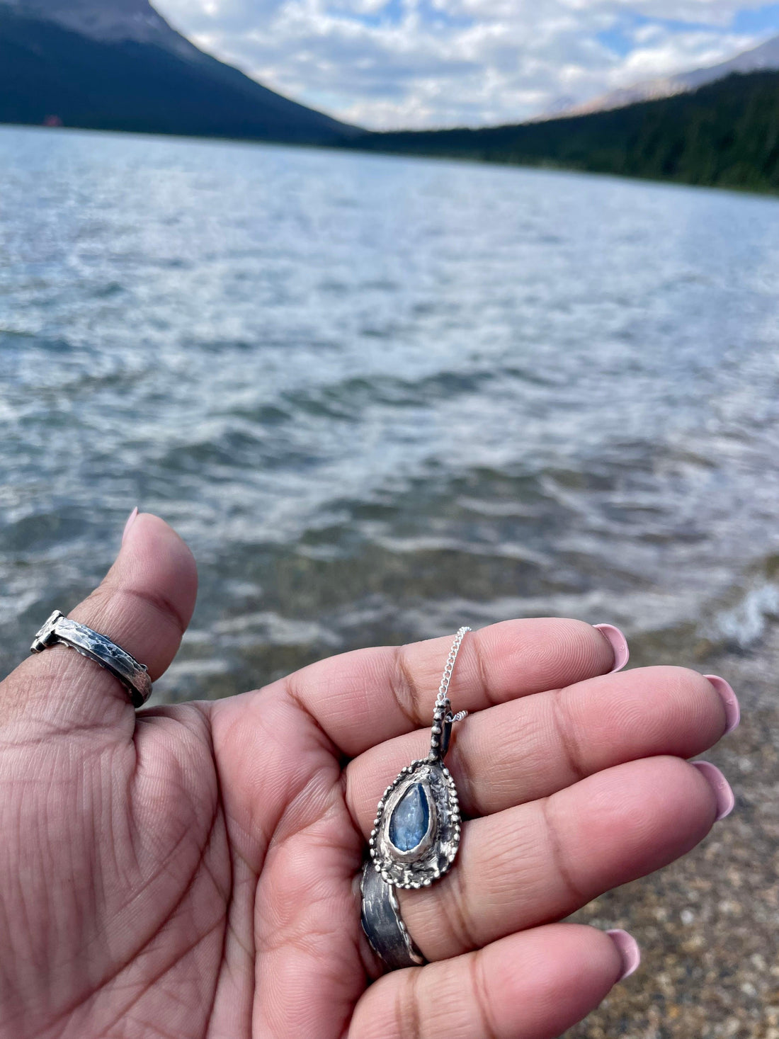 Midnight | Blue Kyanite Teardrop Sterling Silver Necklace - Sand and Snow Jewelry - Necklaces - One of a Kind