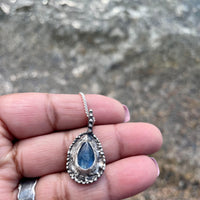 Midnight | Blue Kyanite Teardrop Sterling Silver Necklace - Sand and Snow Jewelry - Necklaces - One of a Kind