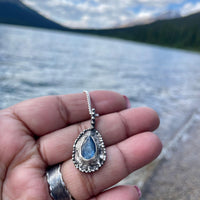 Midnight | Blue Kyanite Teardrop Sterling Silver Necklace - Sand and Snow Jewelry - Necklaces - One of a Kind