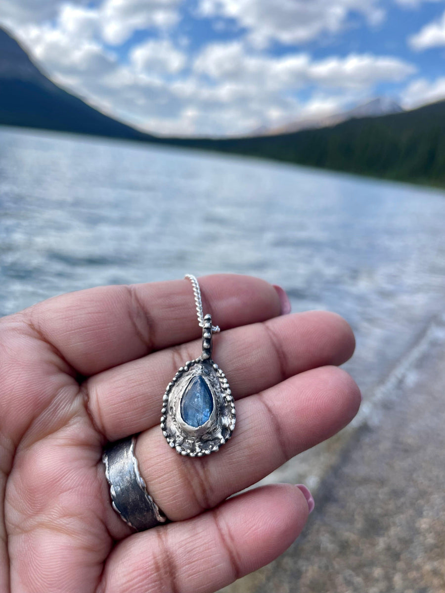 Midnight | Blue Kyanite Teardrop Sterling Silver Necklace - Sand and Snow Jewelry - Necklaces - One of a Kind