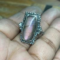 Pink Labrodite Sterling Silver Ring US Size 6 - Sand and Snow Jewelry - Rings - One of a Kind