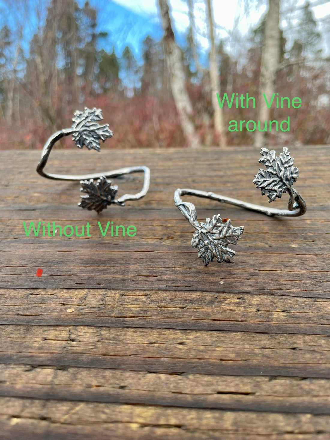 Small Maple Leaf Sterling Silver Cuffs - Sand and Snow Jewelry - Cuffs / Bracelets - PNW 2