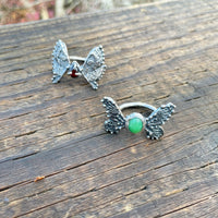 Goa Chrysoprase Butterfly Sterling Silver Ring US Size 6 - Sand and Snow Jewelry - rings - PNW 2