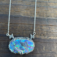 Mermaids Butterflies Paua Shell Sterling Silver Necklace - Sand and Snow Jewelry - Necklaces - PNW 2